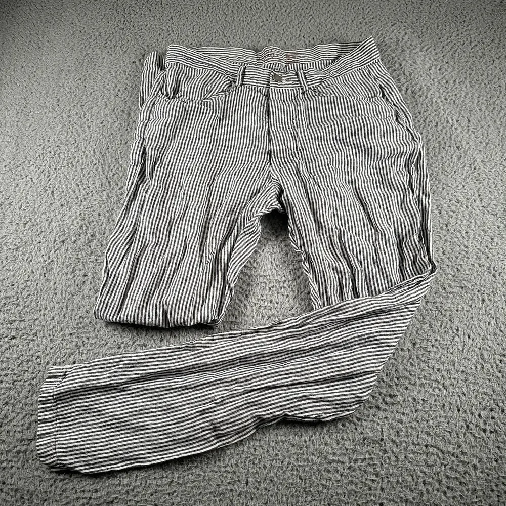 Alex Crane Cham Pants Mens 30 Blue Striped Linen Slim Lightweight Tapered